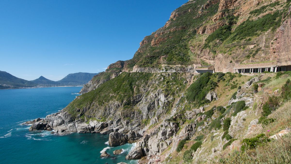scenic mountain road on the edge of the ocean