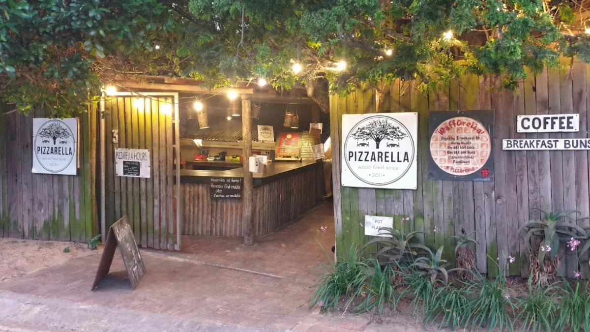 entrance to Pizzarella eatery in Kenton on sea