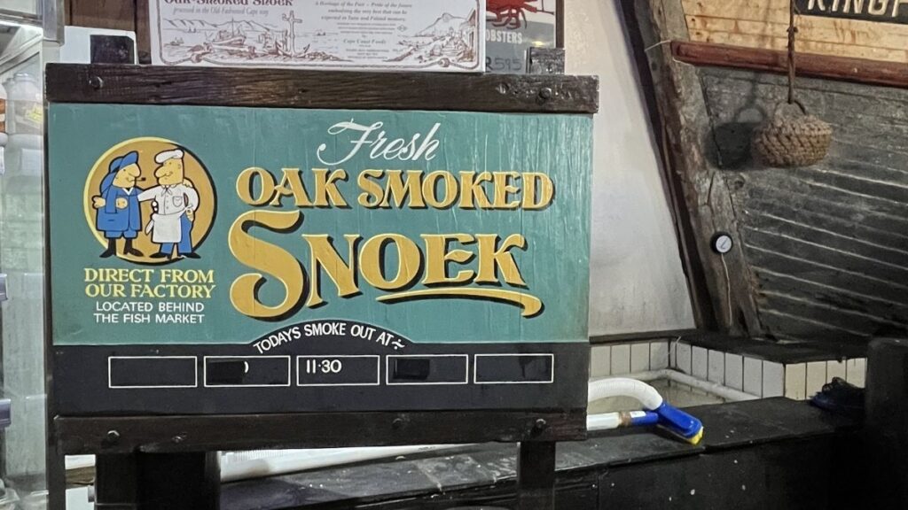 wooden sign advertising oak smoked snoek