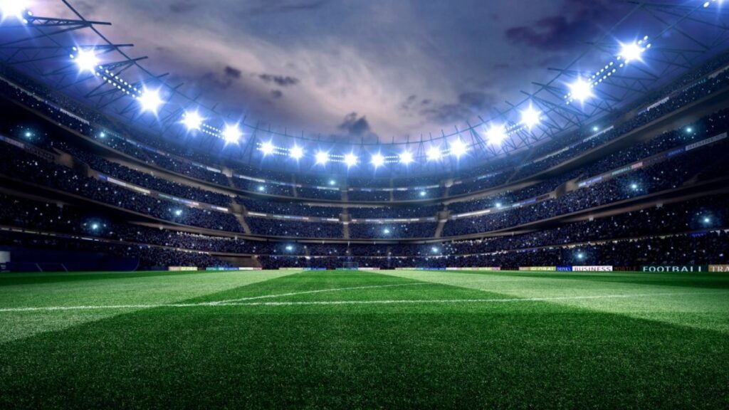 Spotlights over the DHL rugby field